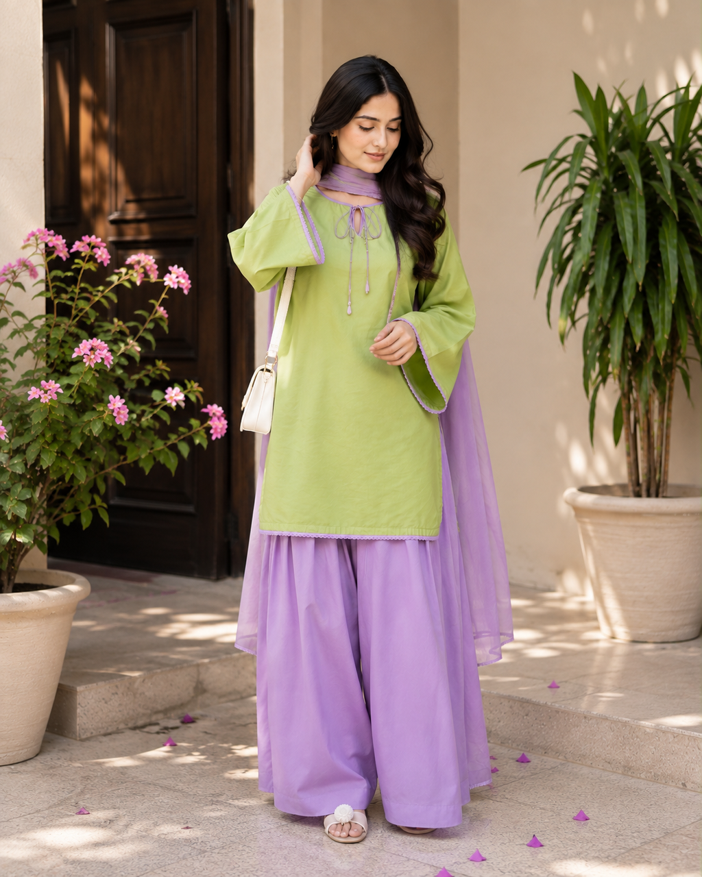 Mint Blossom Co-Ord Set | Stiched Lawn 3pc | SL-9055