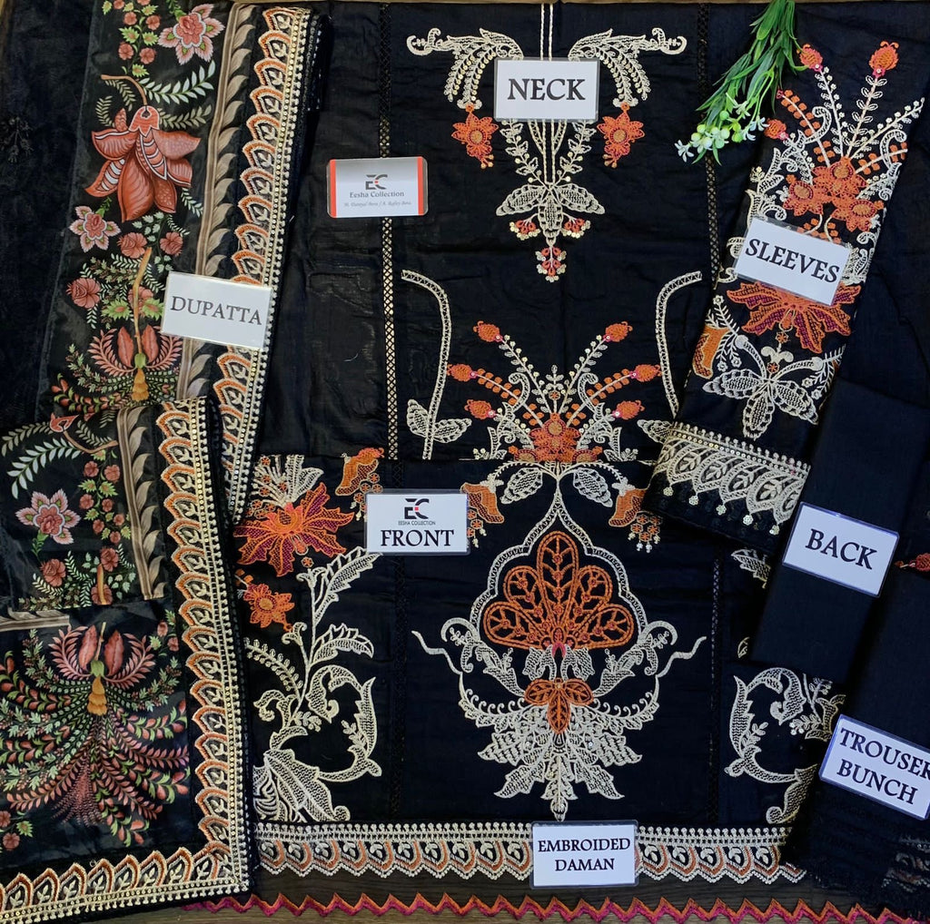 SATEEN-MARIA B-Heavy Embroidered Lawn Unstiched3pc SL-750