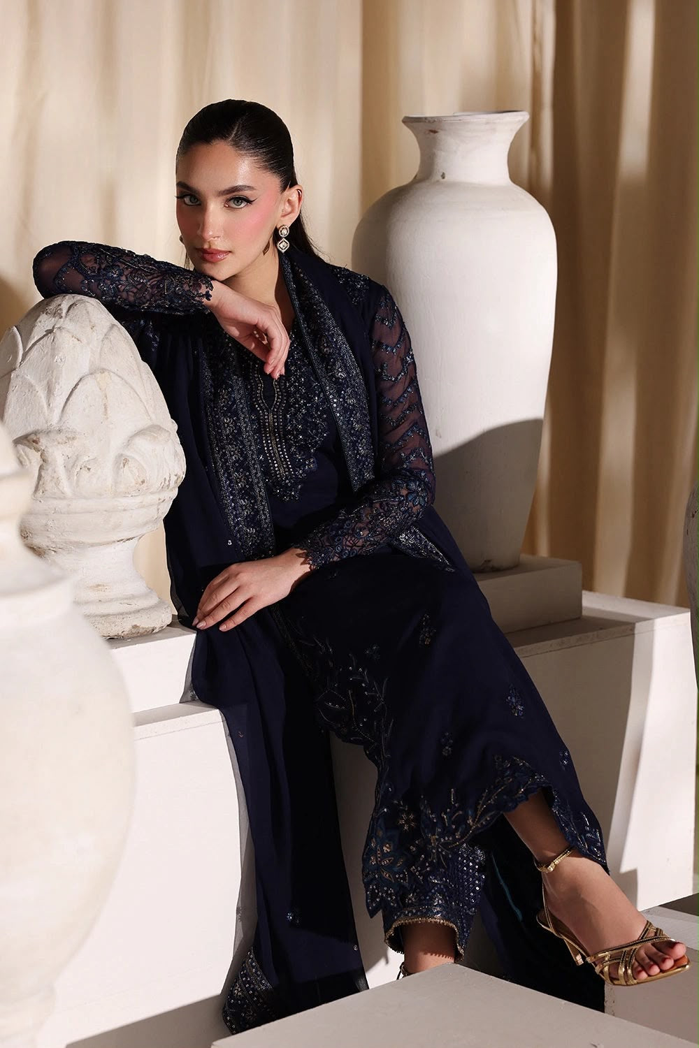AZURE | LUXURY EMBROIDERED 3pc | SL-1037