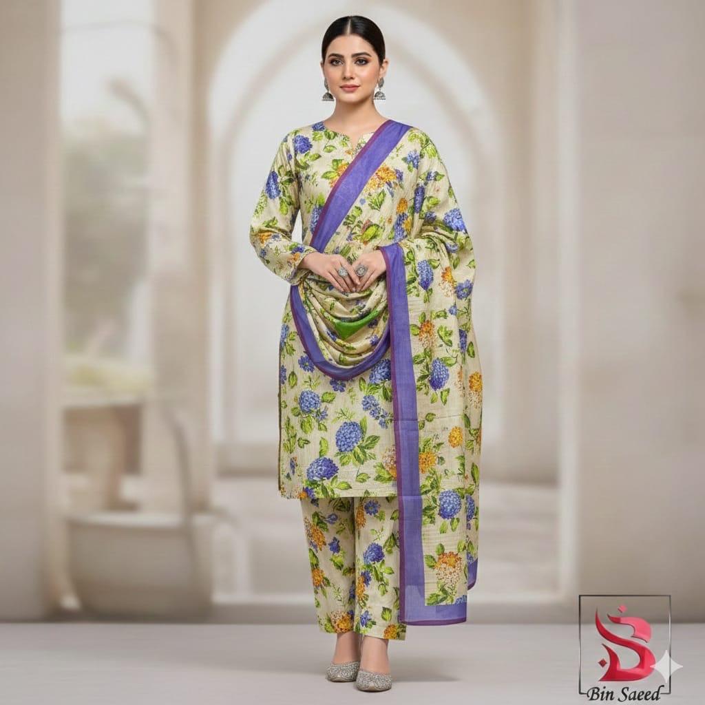 Bin Saeed Unstiched Linen 3pc