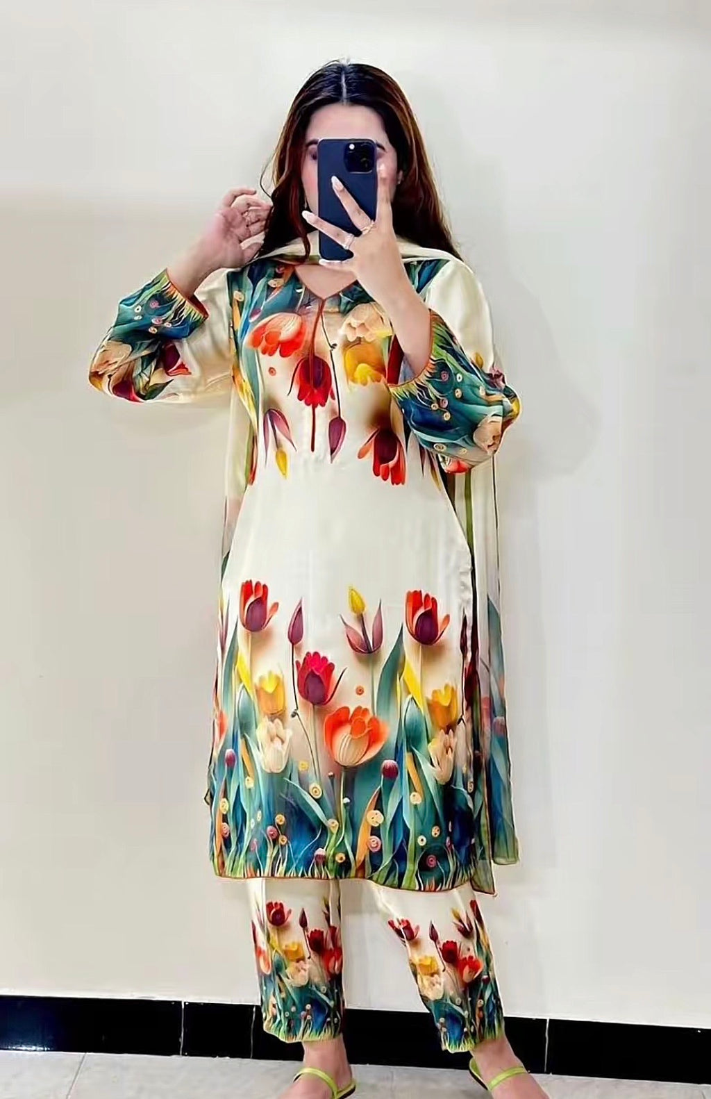 Tulip | Floral Digital Printed Lawn 3pc | SL-615 | Off White