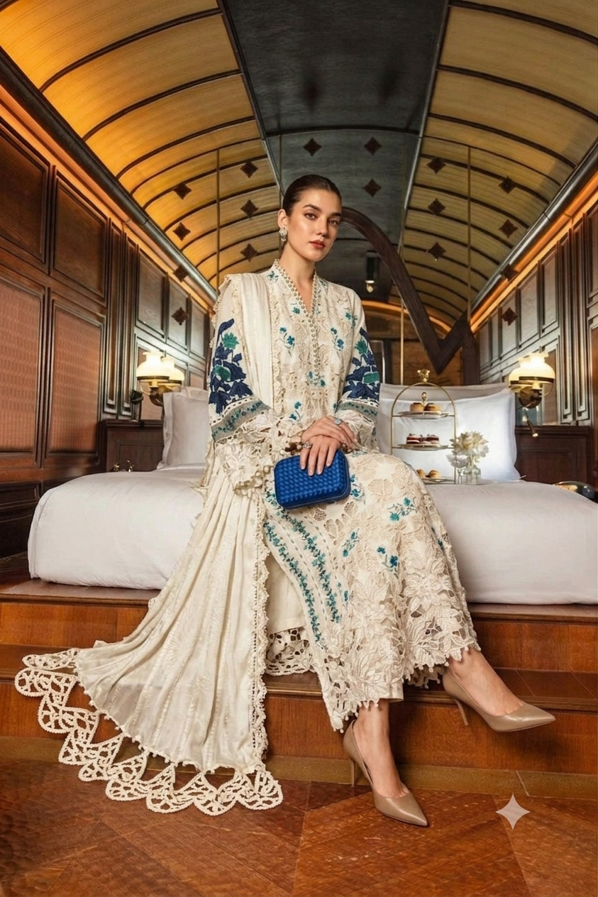 MARIA B | LUXURY | EMBROIDERED LASER WORK 3pc | SL-5450