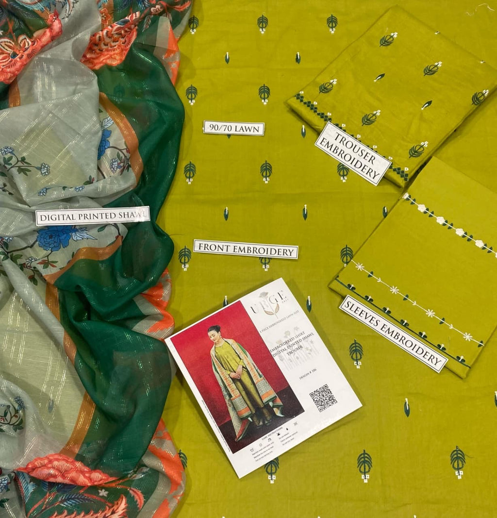 URGE EMBROIDERED LAWN 3pc (SL106)