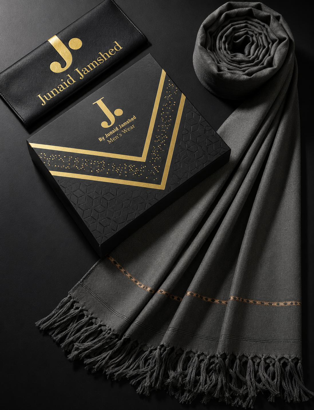 J. PREMIUM WOOL SHAWL | SL-645 | Dark Grey