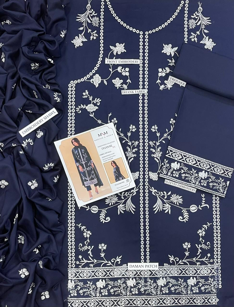 MARYAM&MARYA | LUXURY EMBROIDERED DHANAK UNSTITCHED 3pc | SL-631