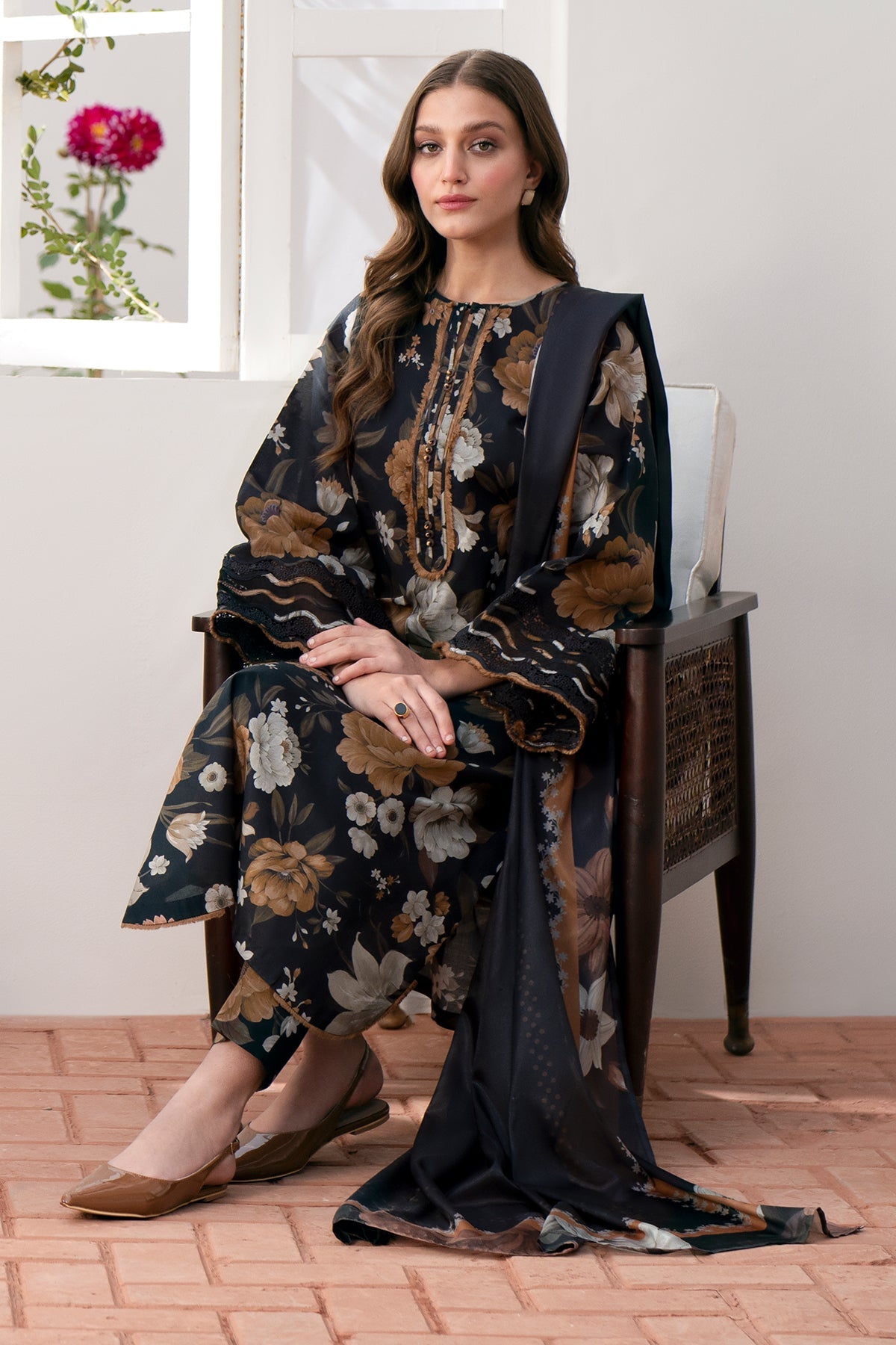 Baroque Printed Embroidered Unstiched Khaddar 3pc (SL-505)