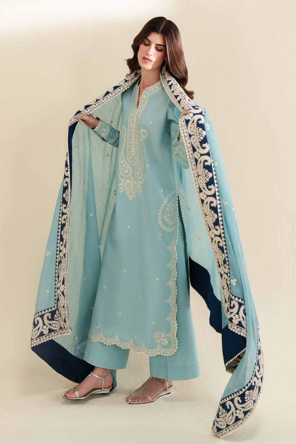 ZAIB | LUXURY EMBROIDERED DHANAK UNSTICHED 3pc | SL-902