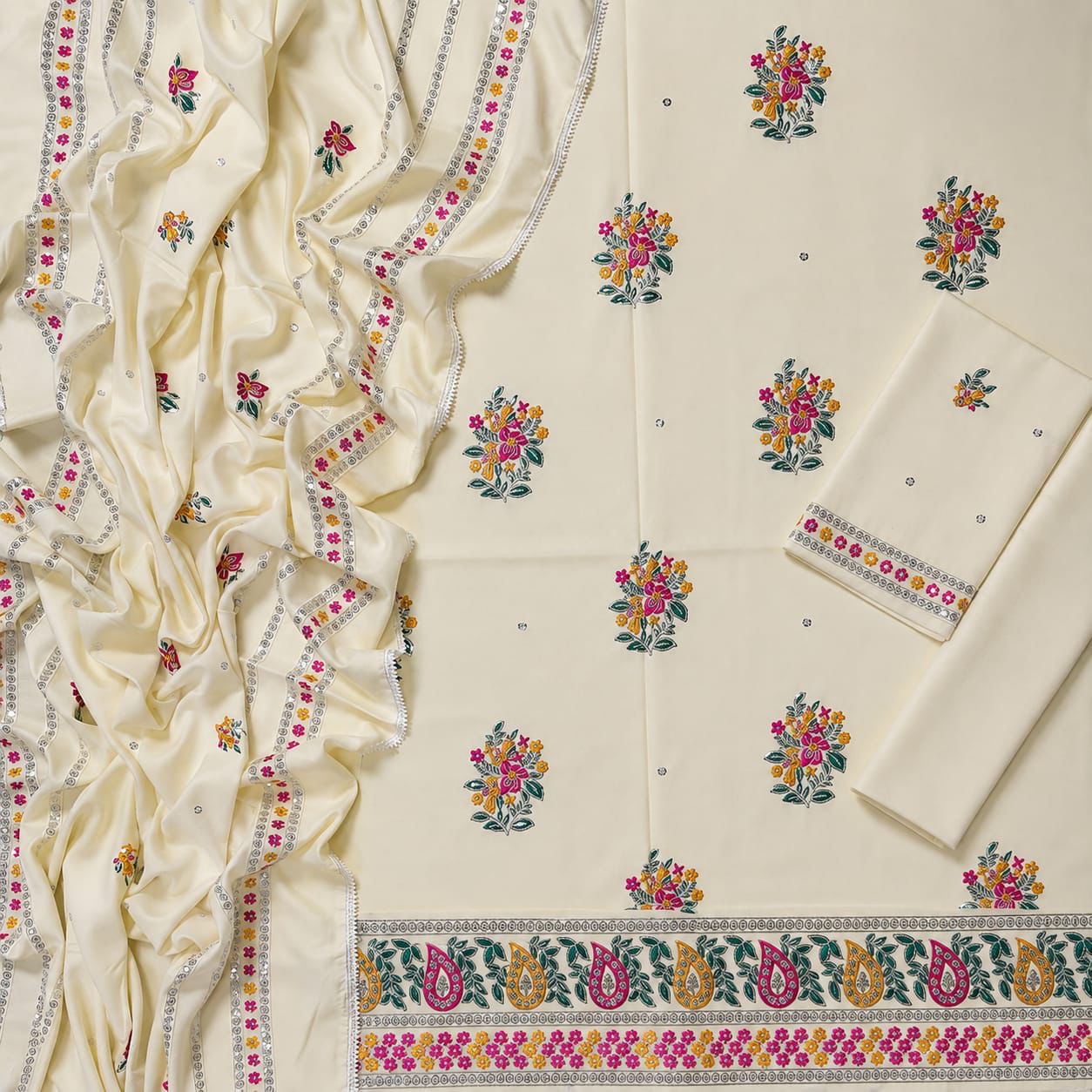 NUREH | LUXURY EMBROIDERED DHANAK UNSTITCHED 3pc | SL-1208