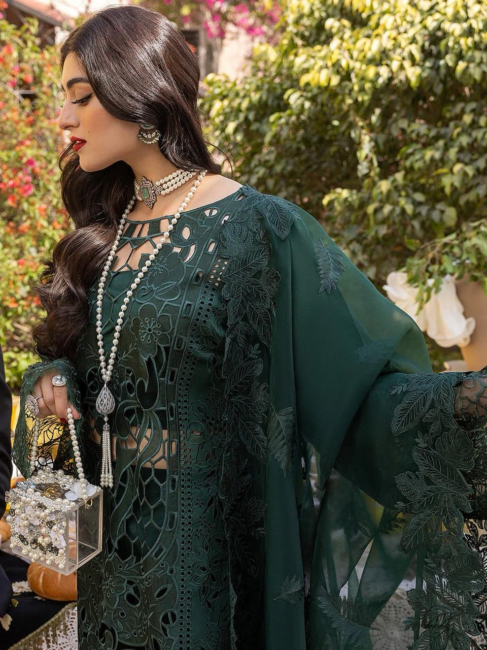 BIN ILYAS | LUXURY EMBROIDERED LASER WORK 3pc | SL-835