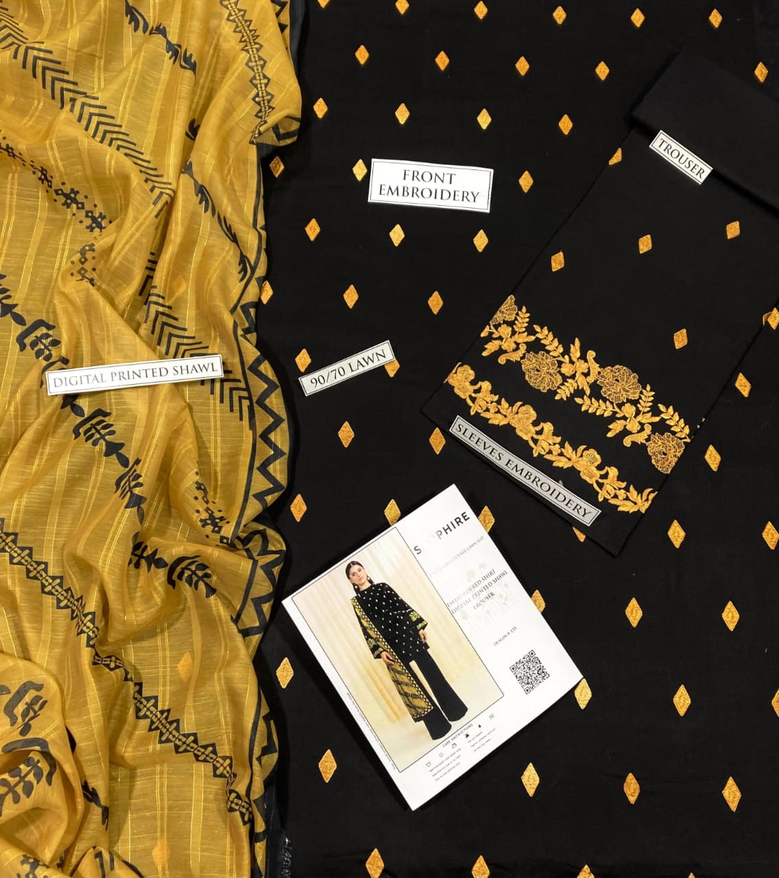 SAPHIRE-LUXURY EMBROIDERED LAWN 3pc (SL-145)
