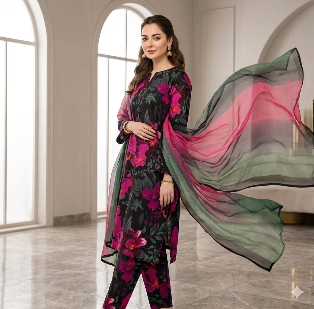 ZAVIYAH | Digital Printed Lawn 3pc | SL1455