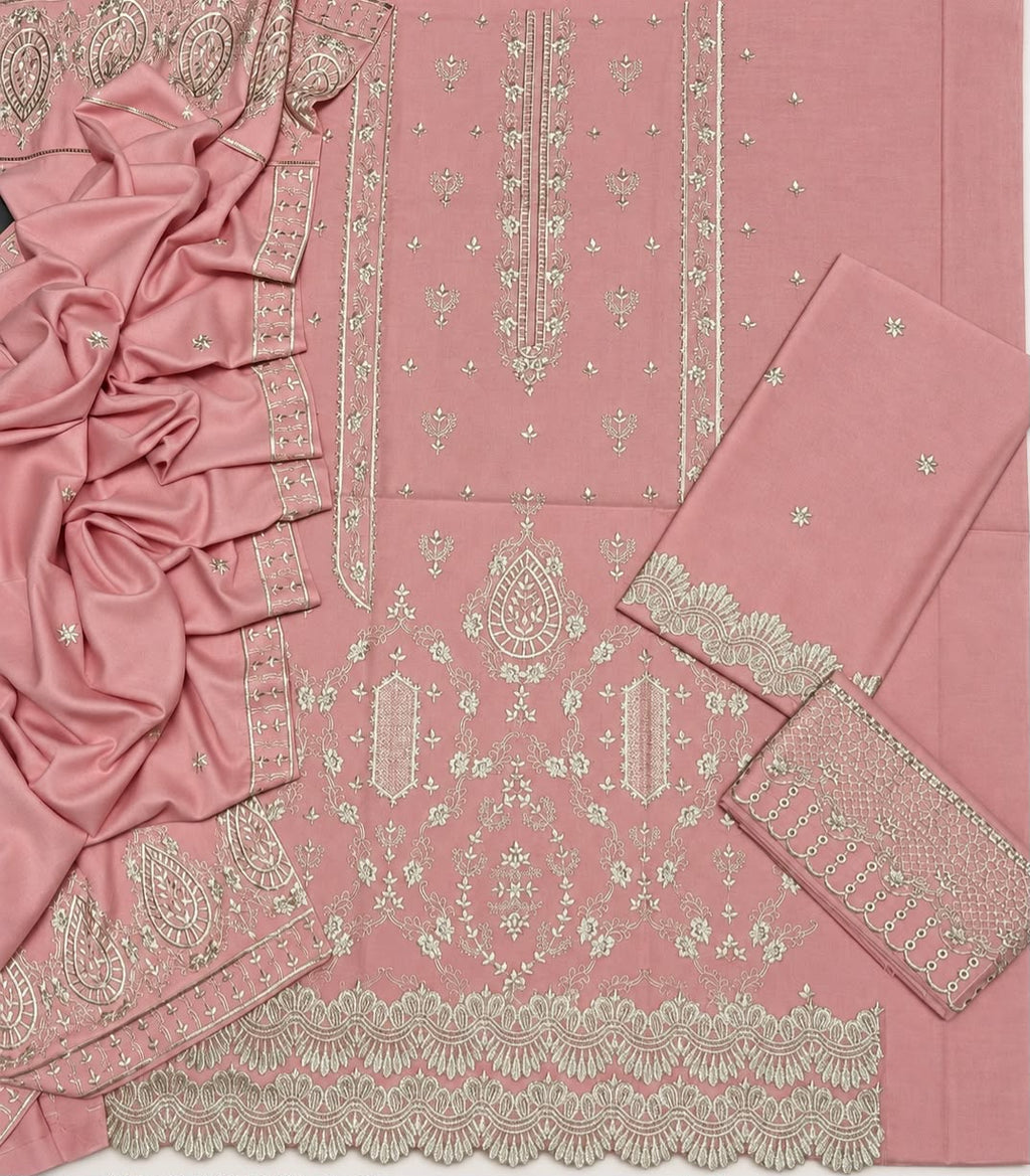 QALAMKAR | LUXURY EMBROIDERED DHANAK UNSTITCHED 3pc |SL-2739