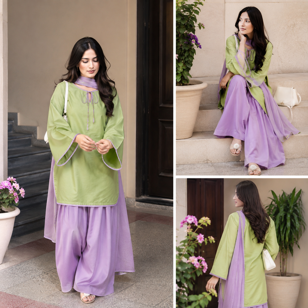 Mint Blossom Co-Ord Set | Stiched Lawn 3pc | SL-9055