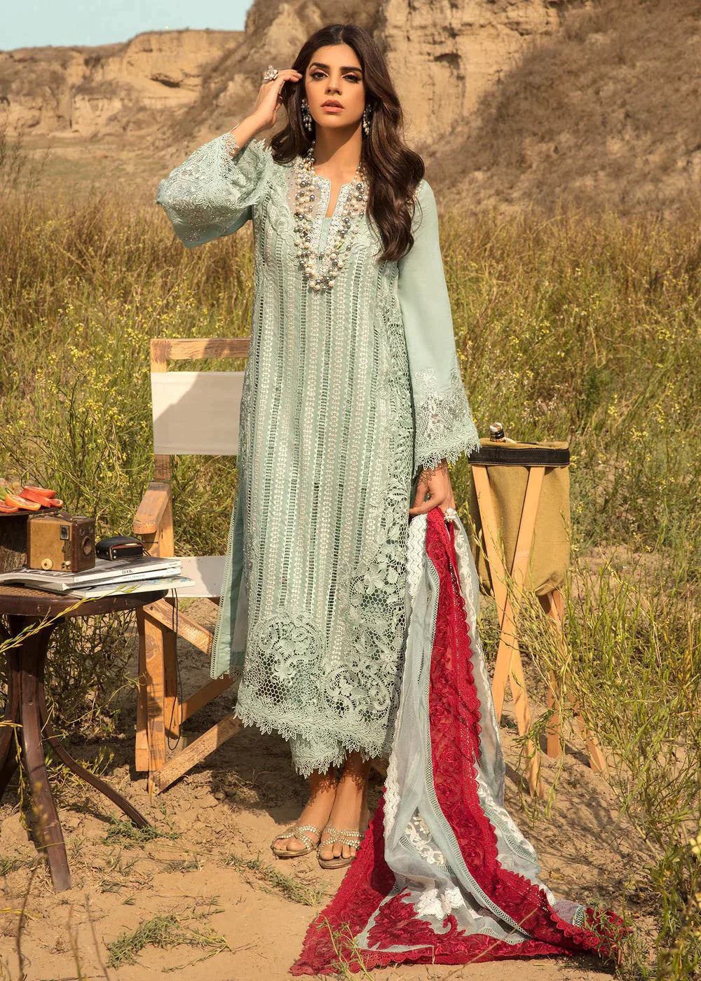 OPEL-CRIMSONxSAIRA SHAKIRA-EMBROIDERED LAWN UNSTICHED 3pc (SL758)