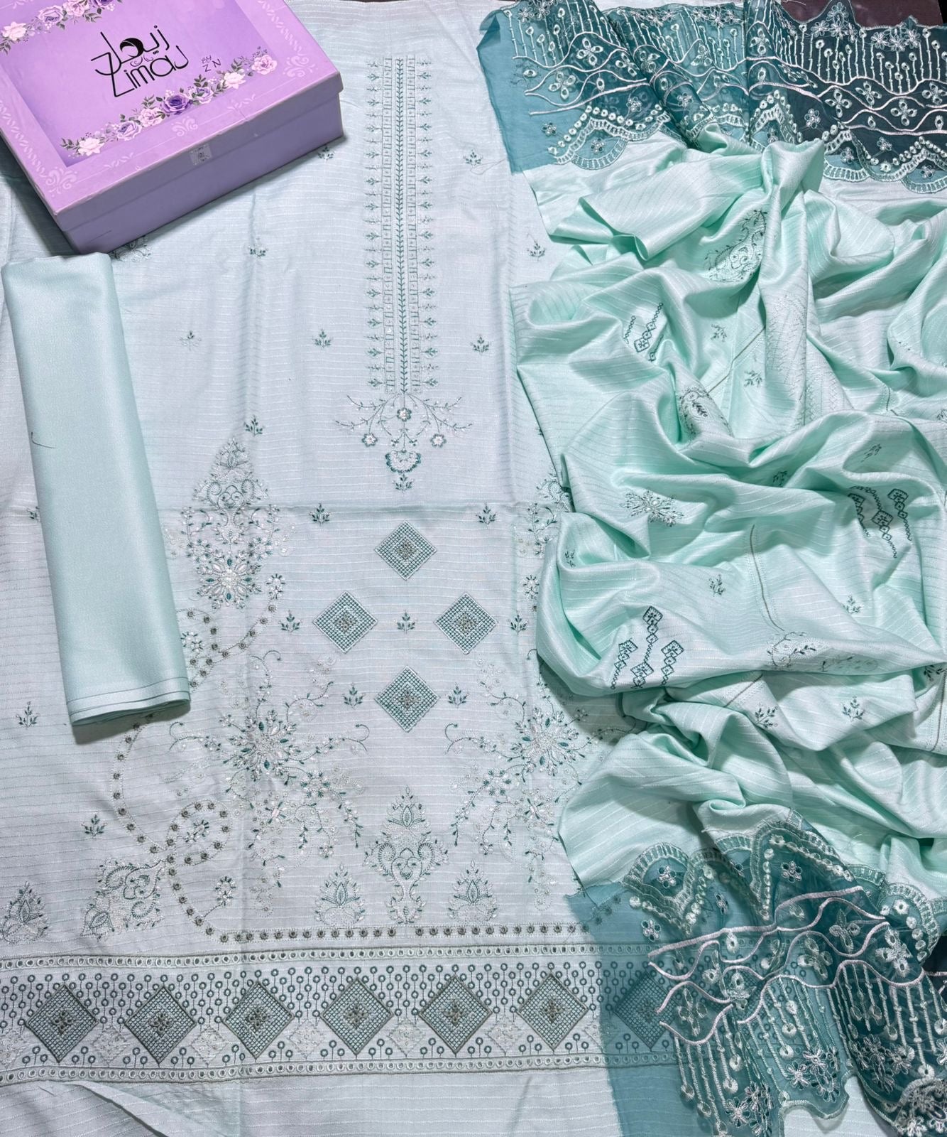 Bismil By Zimal textile Dhanak Emb 3pc