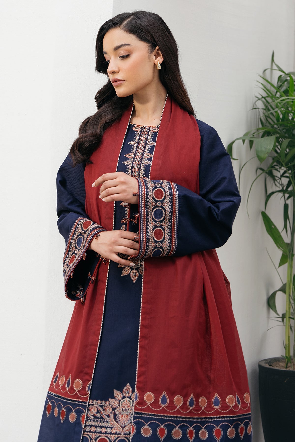 JAZMINE-EMBROIDERED DHANAK UNSTICHED 3PC (SL-9179)