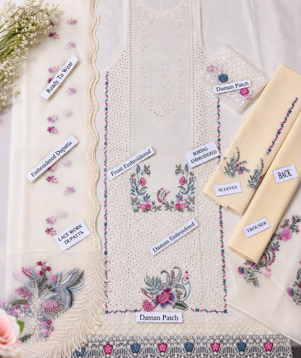 QALAMKAR | LUXURY EMBROIDERED DHANAK UNSTITCHED 3pc | SL-951