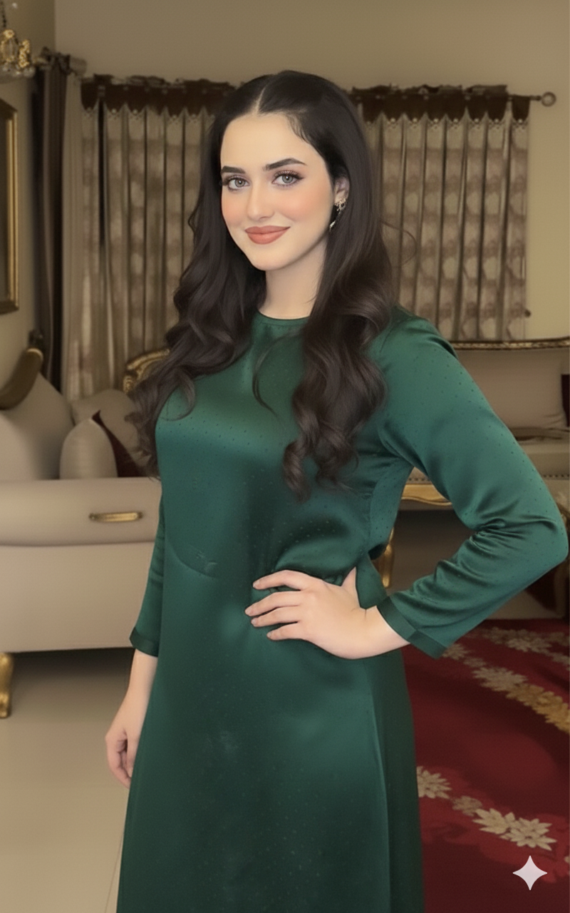 Luxury Sheesha Silk unstiched 2pc (Bottle Green) SL-1966