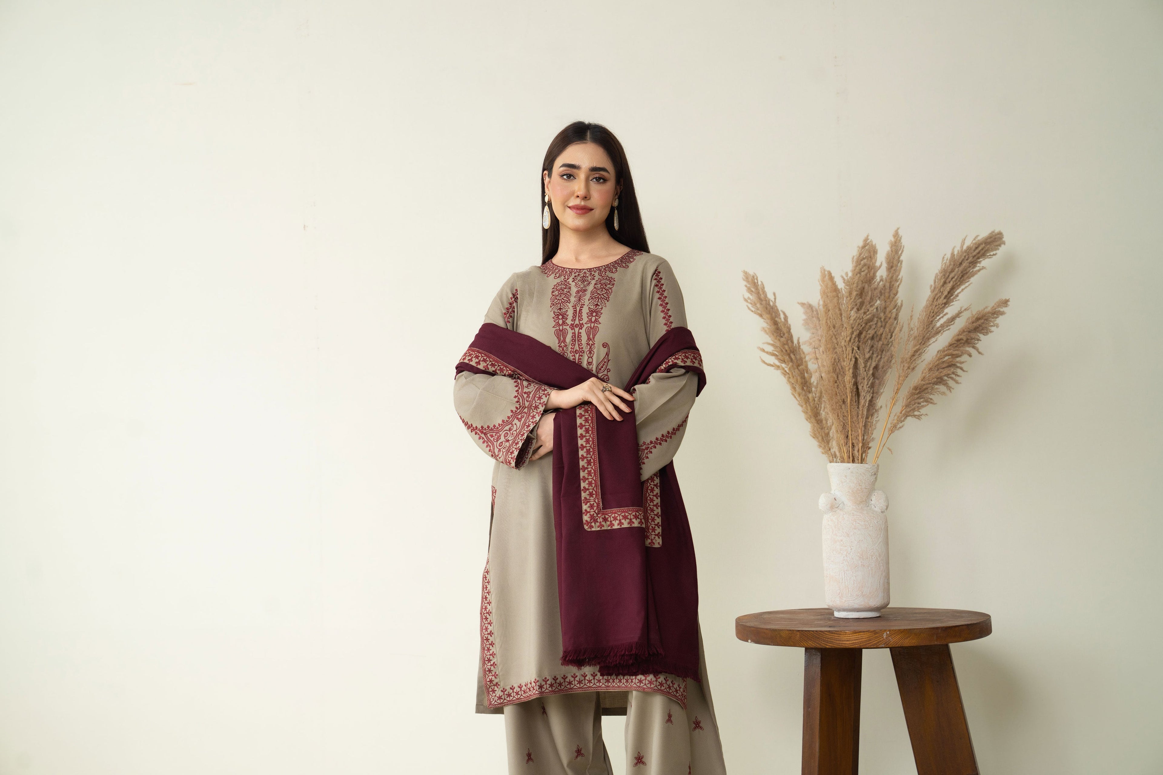 BAROQUE | HEAVY EMBROIDERED DHANAK UNSTICHED 3pc | SL-1034