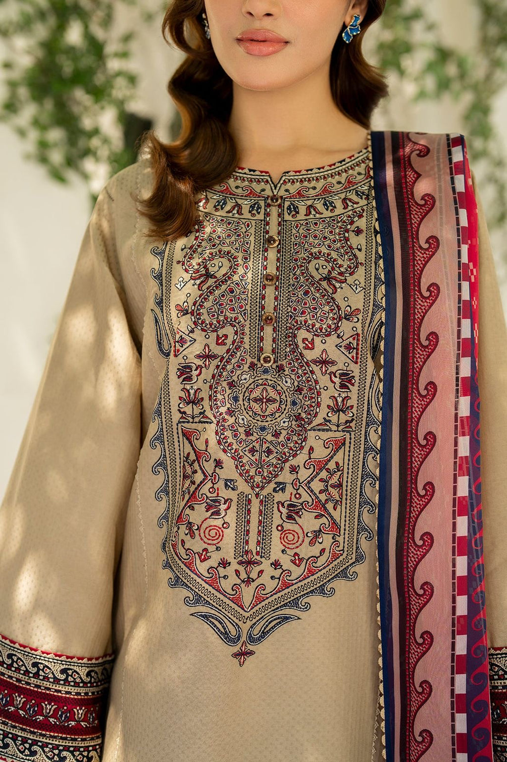 JAZMIN | DHANAK UNSTITCHED EMBROIDERED 3pc | SL-1002