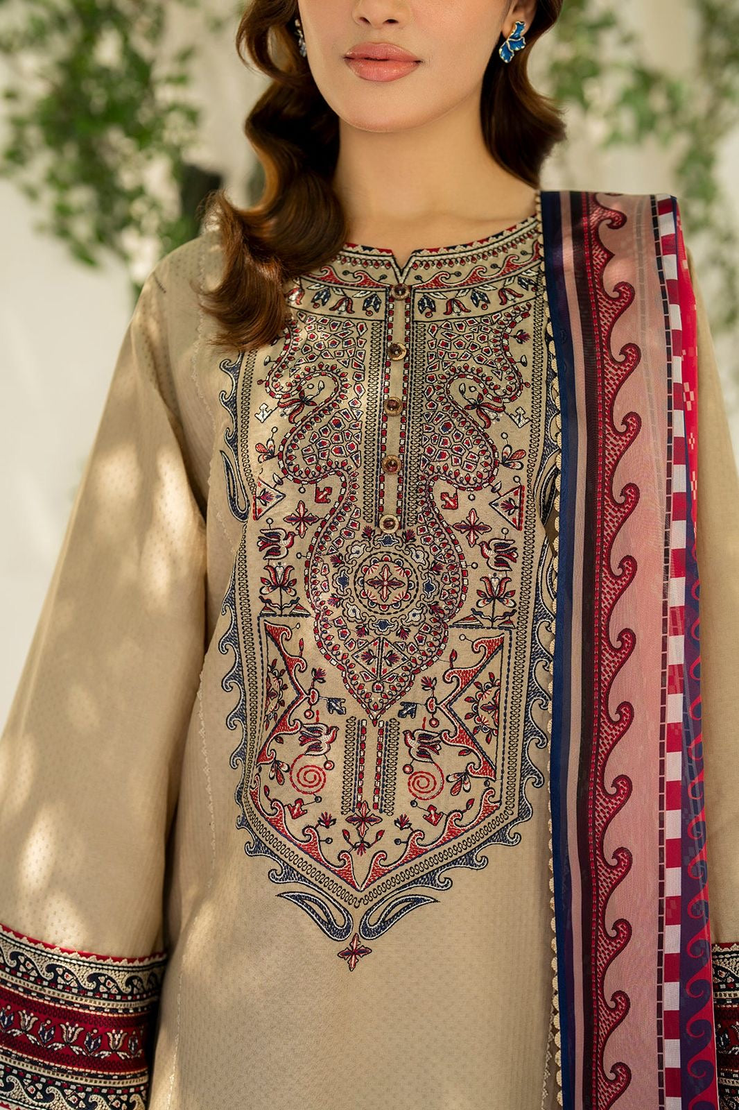 JAZMIN | DHANAK UNSTITCHED EMBROIDERED 3pc | SL-1002