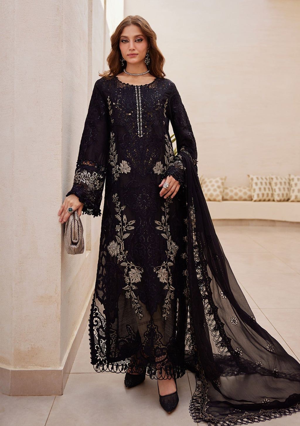 Maria B Luxury Boring Embroidered Lawn Unstiched 3pc (SL-1255)