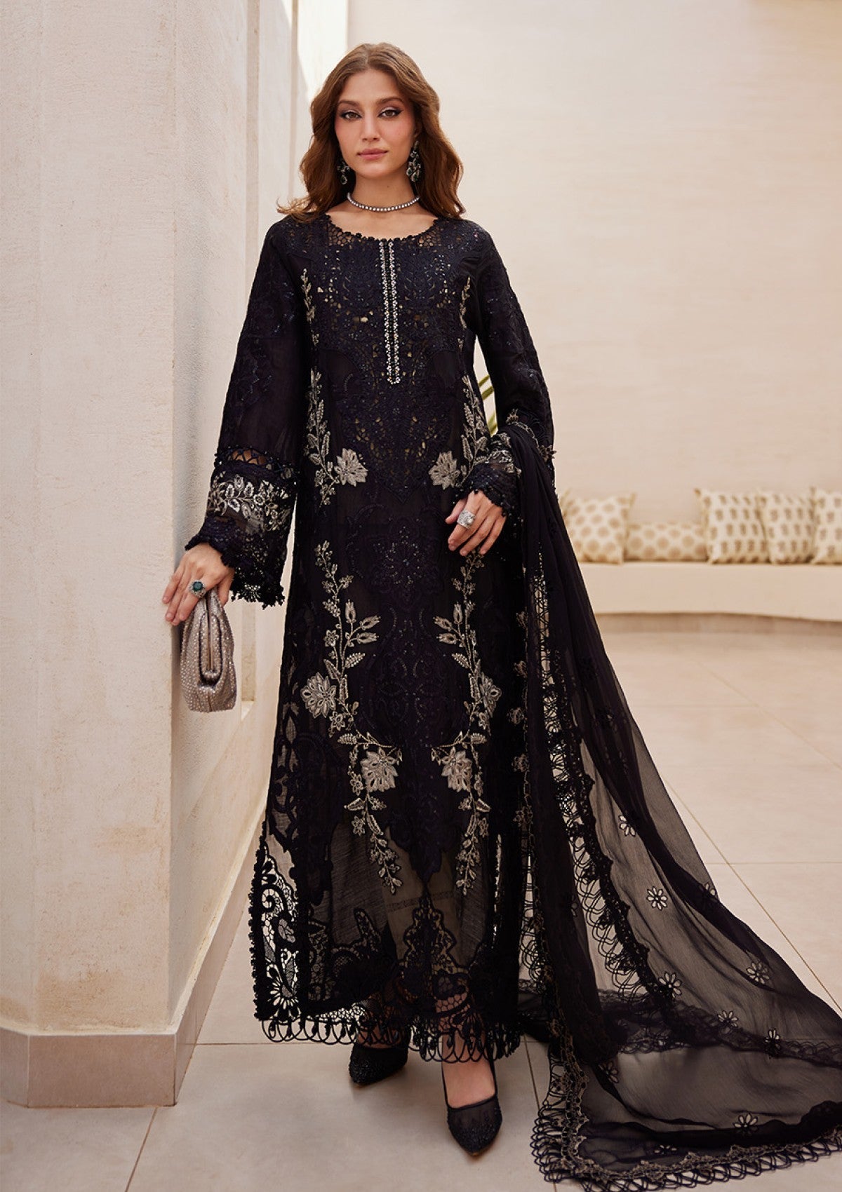 Maria B Luxury Boring Embroidered Lawn Unstiched 3pc (SL-1255)