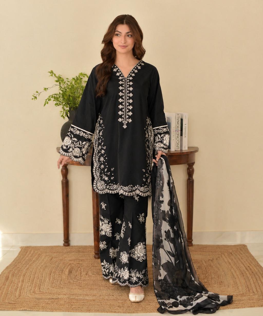 COCO By ZS | Heavy Embroidered Lawn Unstiched 3pc | SL-5505