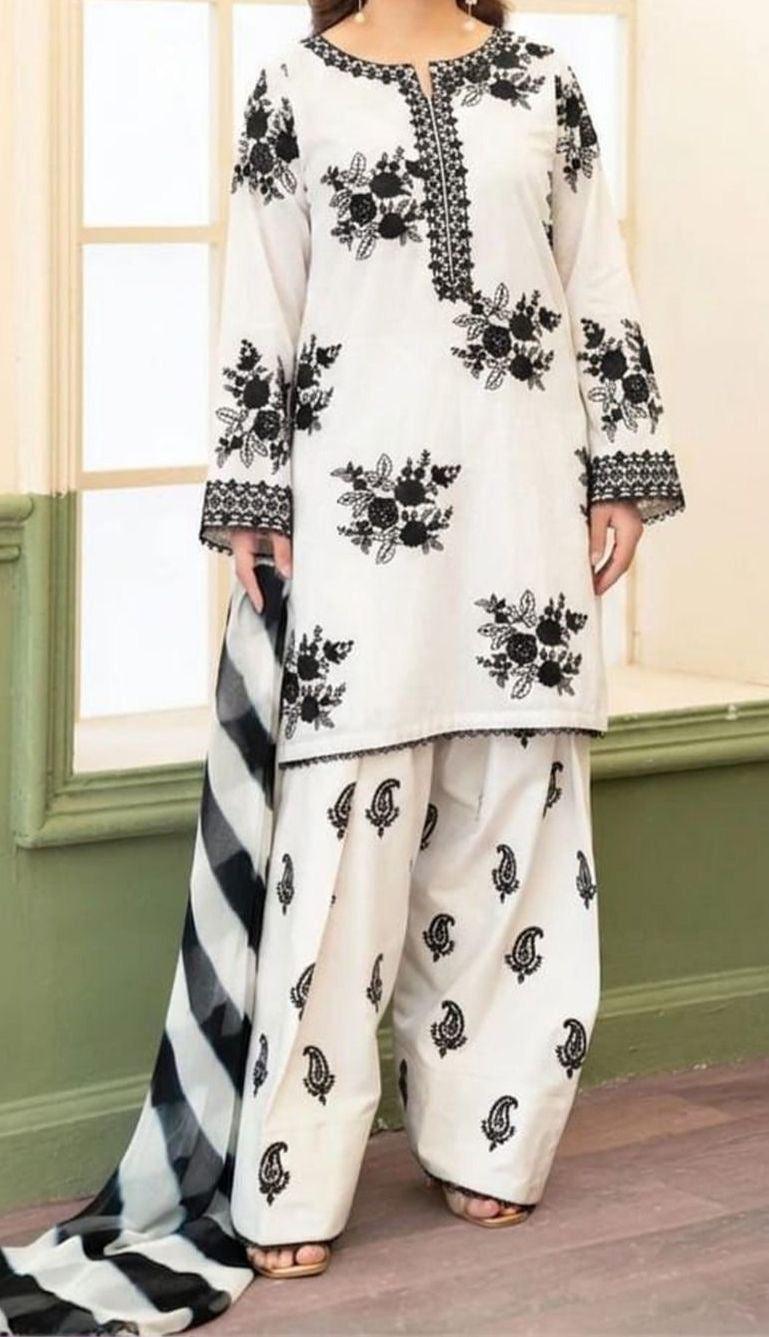ZARA SHAHJAHAN-HEAVY EMBROIDERED LAWN UNSTICHED 3pc (SL-1142)