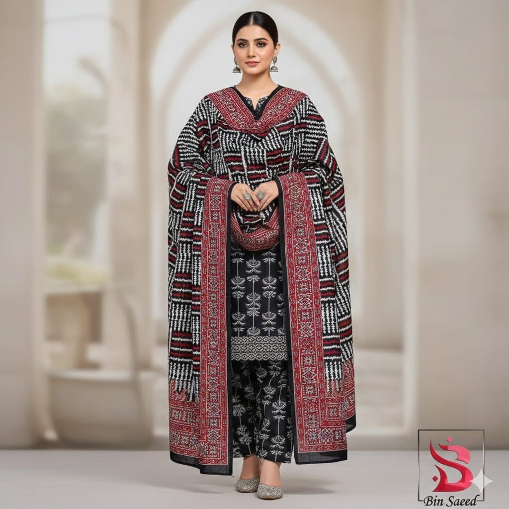 Bin Saeed Unstiched Linen 3pc