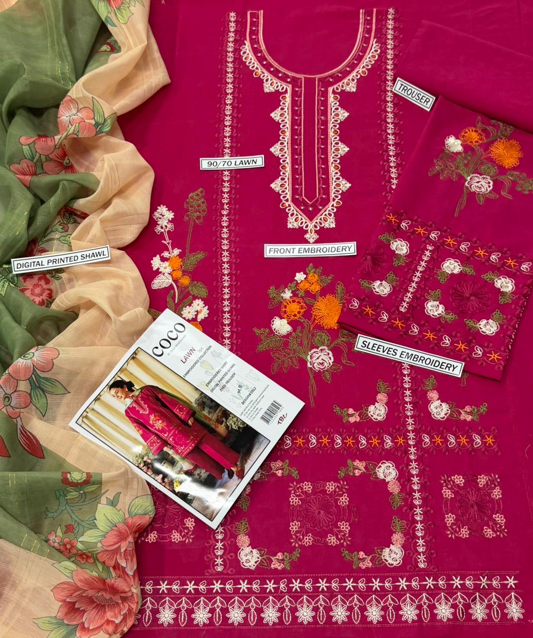 COCO BY ZARA SHAHJAHAN LUXURY EMBROIDERED LAWN 3pc (SL-131)