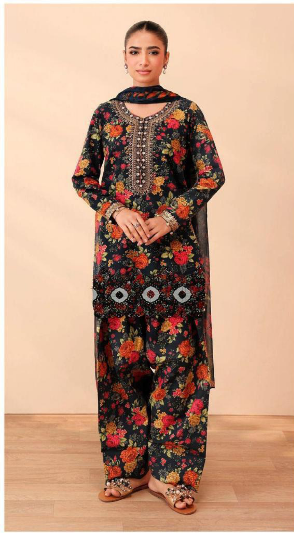 MariaB Daman LaserKari linen 3pc