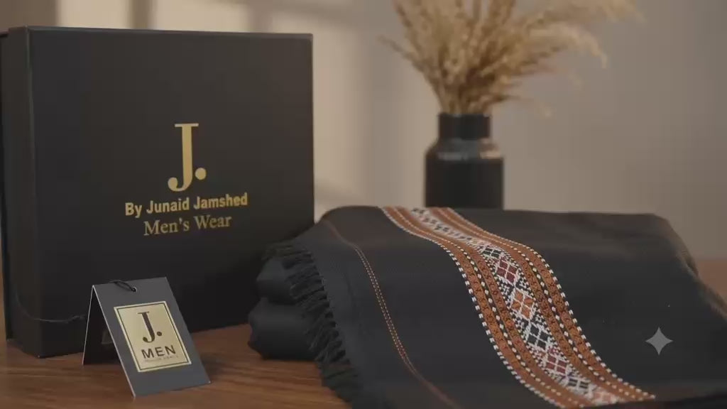 J. PREMIUM MEN’S WOOL SHAWL | JET BLACK | SL-5584