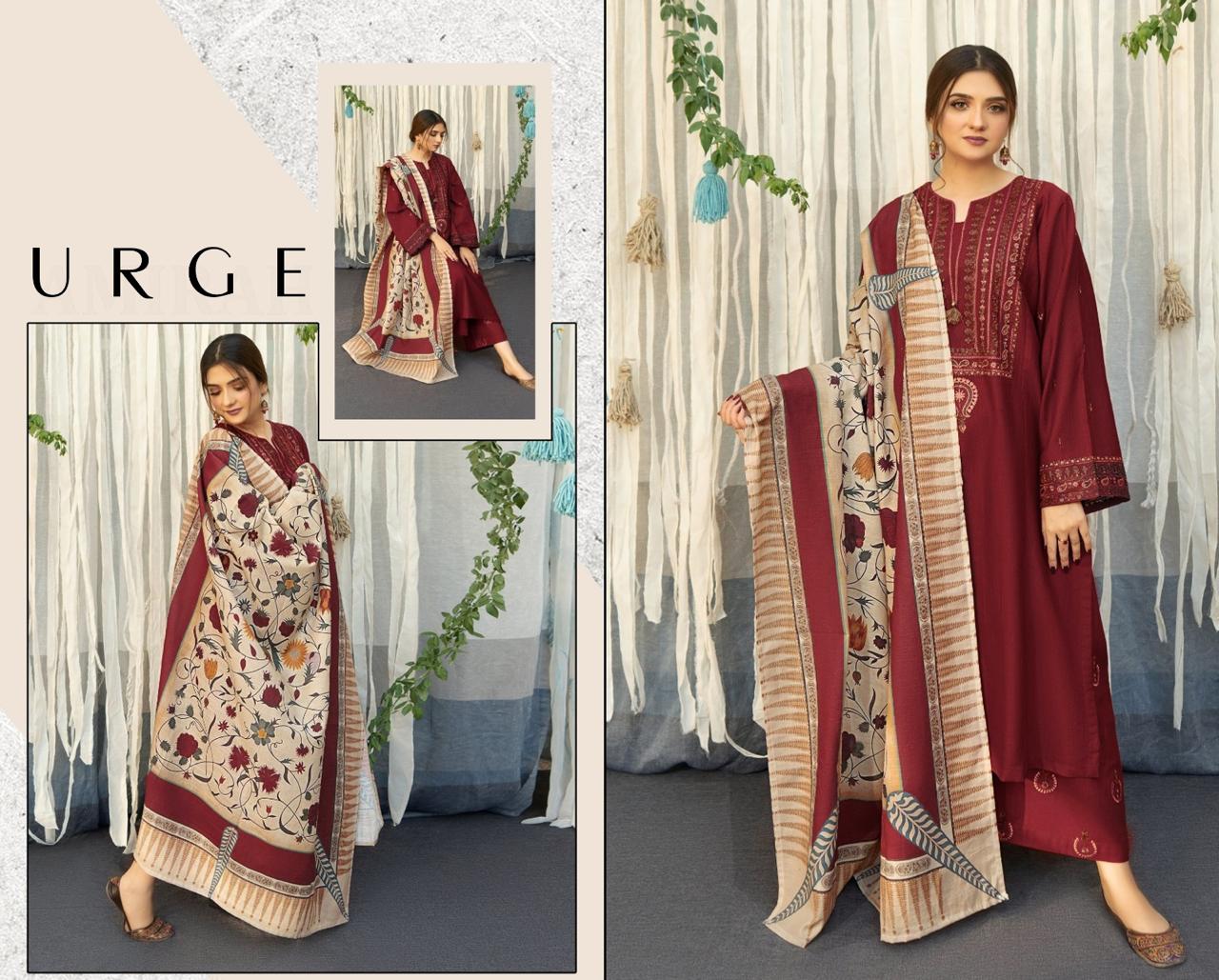 URGE  Dhanak Embroidered 3pc