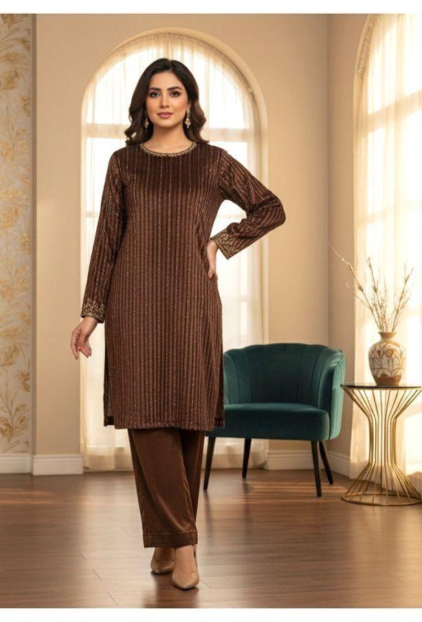 Lurex Velvet 2pc (Brown)