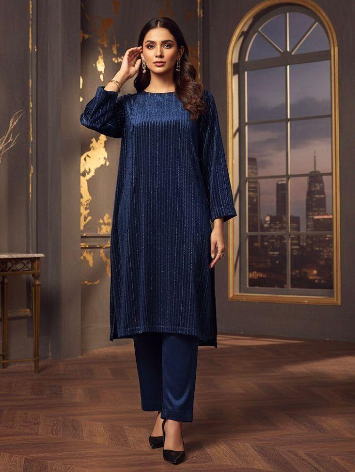 Lurex Velvet 2pc (Navy Blue)