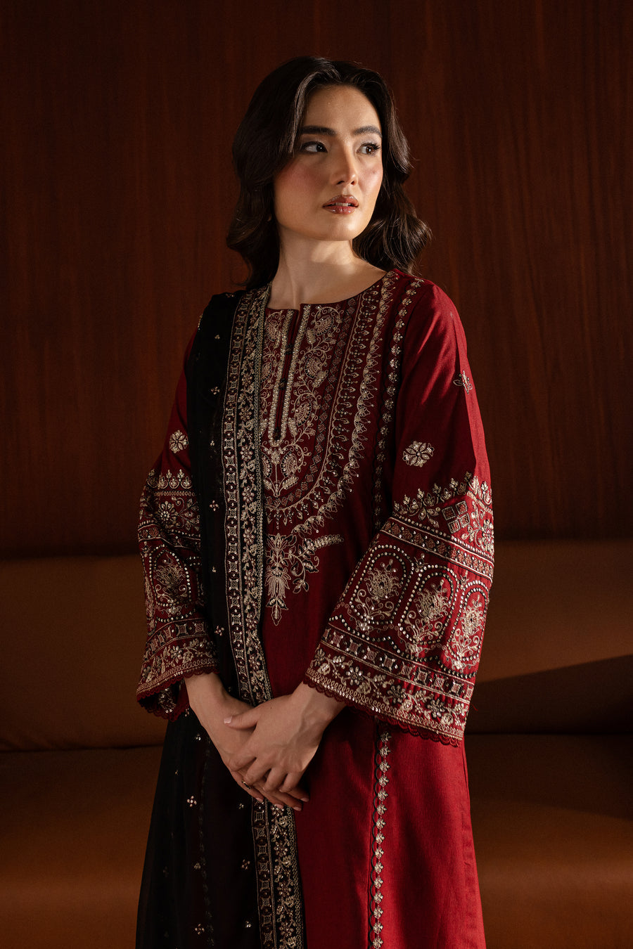 BATIK LUXURY EMBROIDERY DHANAK 3PC WITH EMBROIDERY DHANAK SHAWL