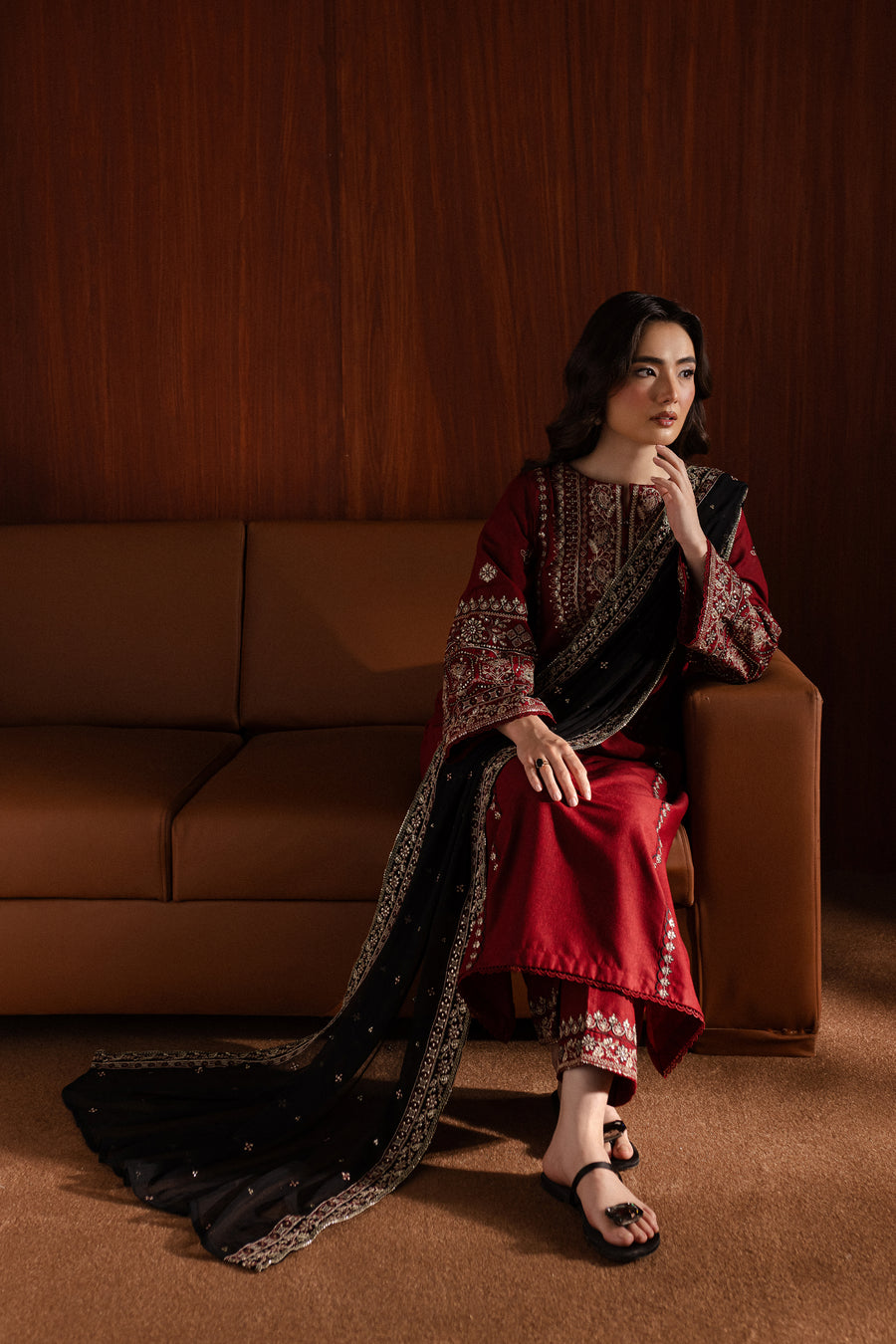 BATIK LUXURY EMBROIDERY DHANAK 3PC WITH EMBROIDERY DHANAK SHAWL