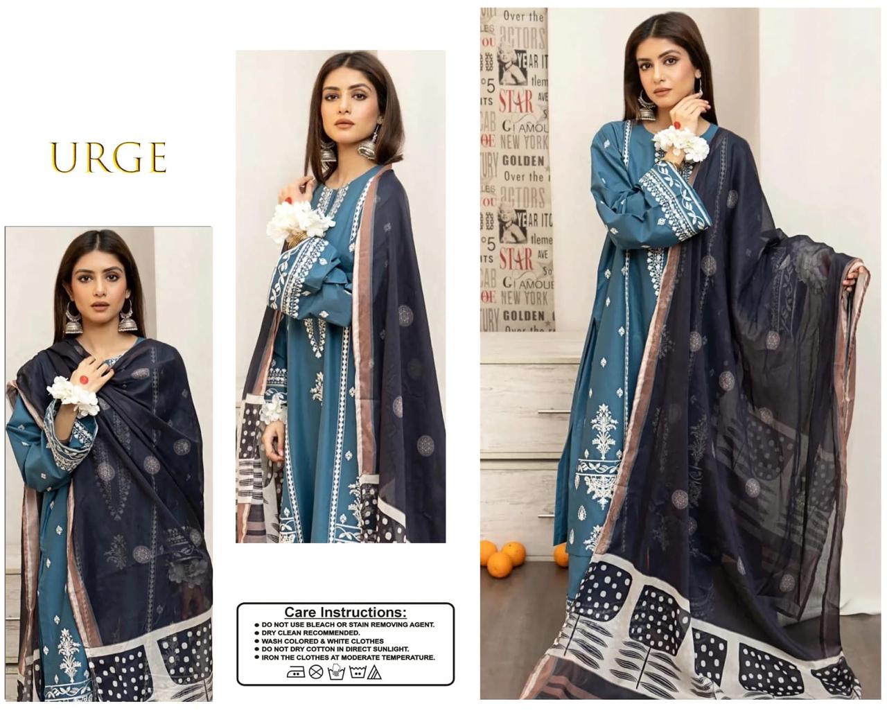 URGE  Dhanak Embroidered 3pc