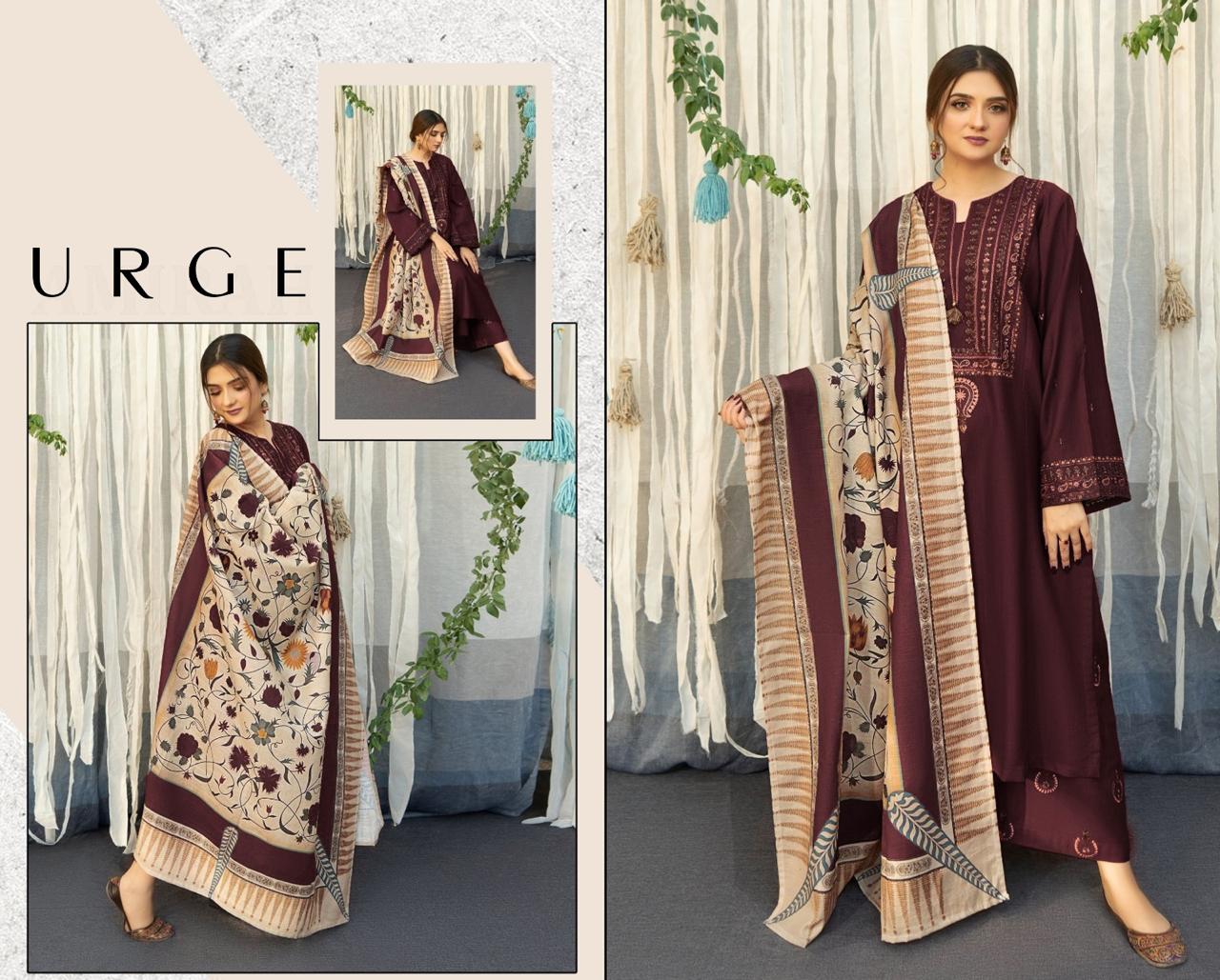 URGE  Dhanak Embroidered 3pc