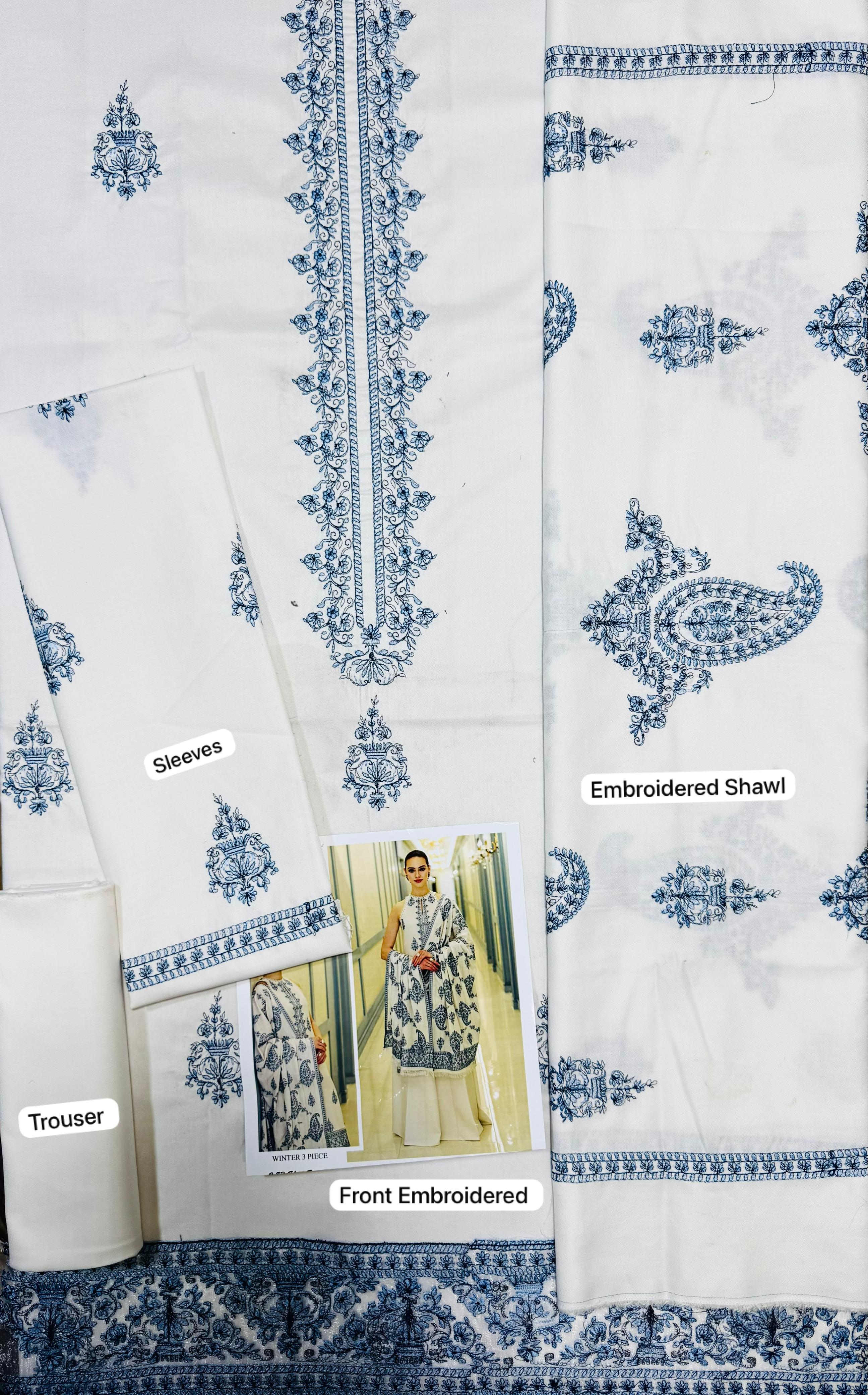 BAREEZE HEAVY EMBROIDERED DHANAK UNSTITCHED 3PC